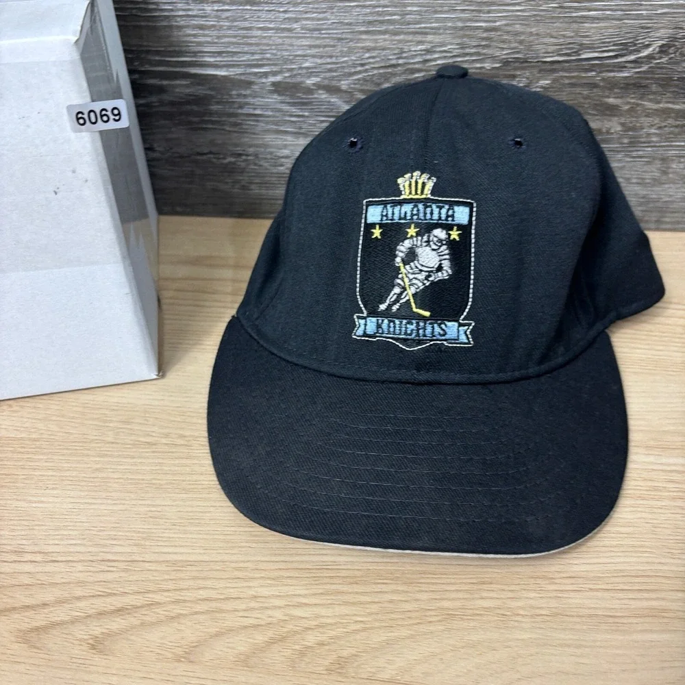 Vintage Atlanta Knights Hat Cap Fitted 6 1/2 Black‎ Hockey Minors Pro Line USA